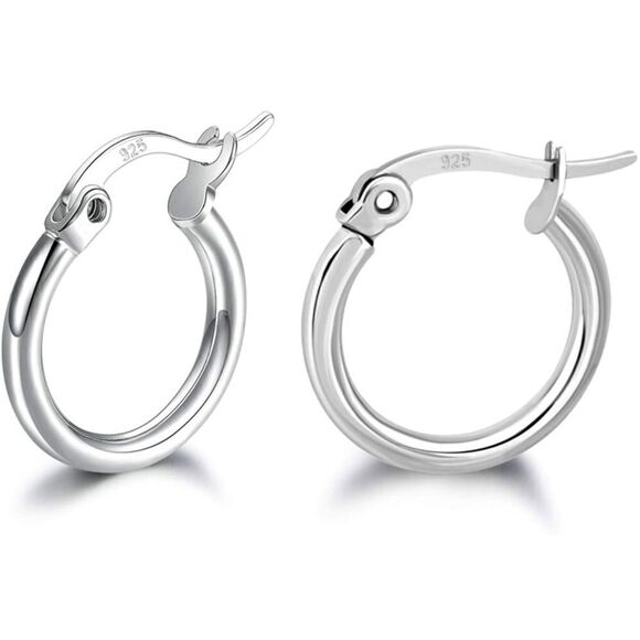 NEW 3 Pairs of 925 Sterling Silver Hoop Earrings - Picture 3 of 9